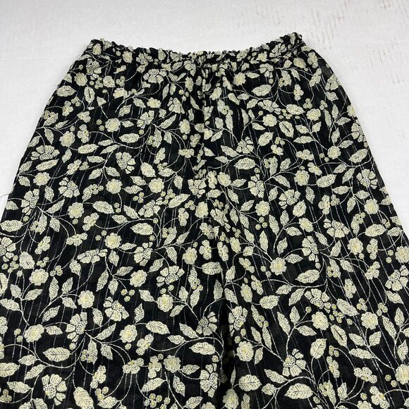ZARA Wide Leg Pants Floral Elastic High Waisted Flowy Semi Sheer Pockets SMALL - Picture 12 of 13